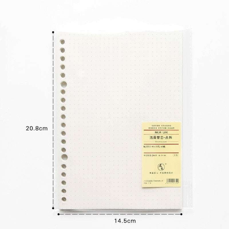 6-hole punched inserts, A5 paper refill, B5 notebook pages - available at Sparq Mart