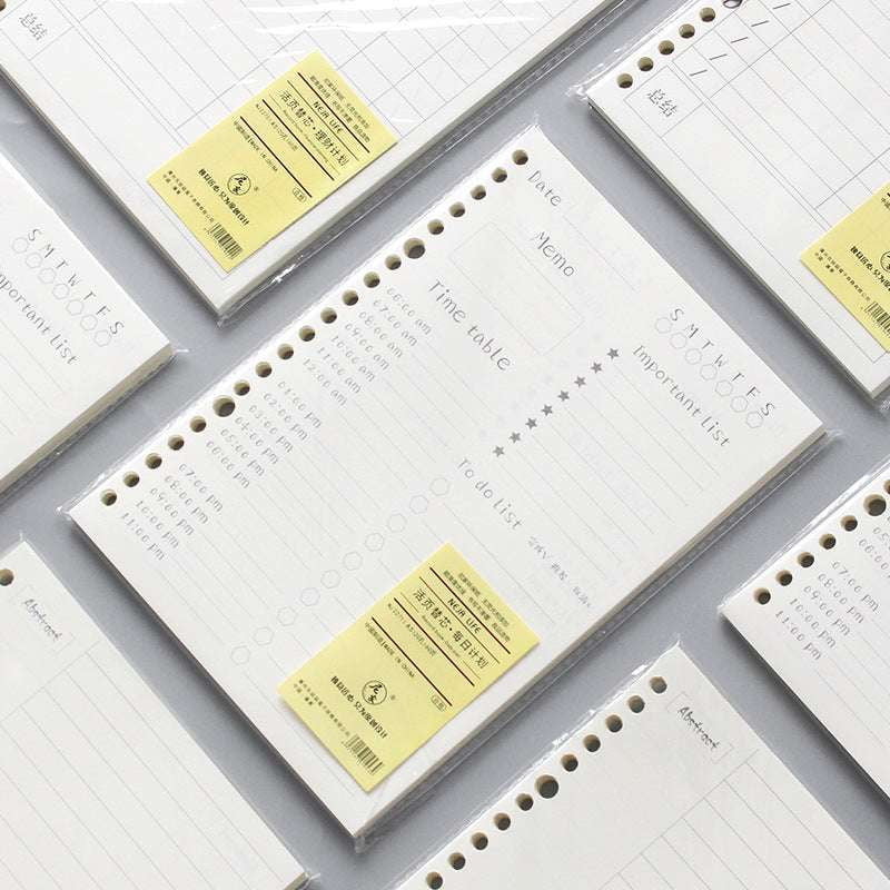 6-hole punched inserts, A5 paper refill, B5 notebook pages - available at Sparq Mart