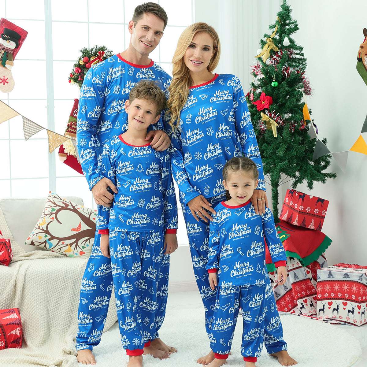 Christmas loungewear, long sleeve pajama set, printed letter - available at Sparq Mart