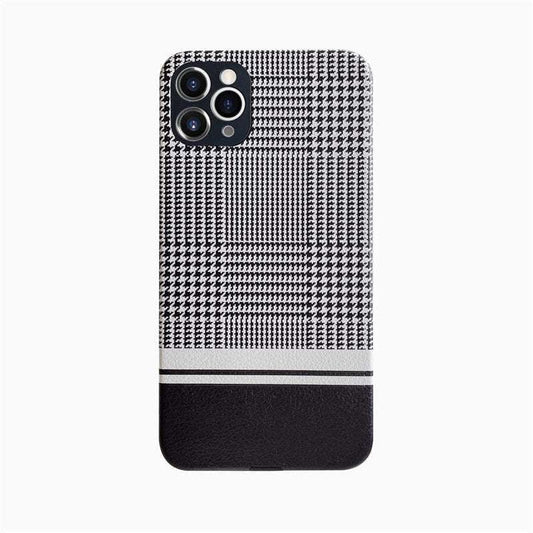 Houndstooth iPhone case, Leather iPhone skin, Luxury phone cover - available at Sparq Mart