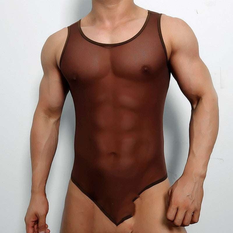 Breathable Bodysuit Fit, Comfortable Mesh Underwear, Men's Mesh Bodysuit - available at Sparq Mart