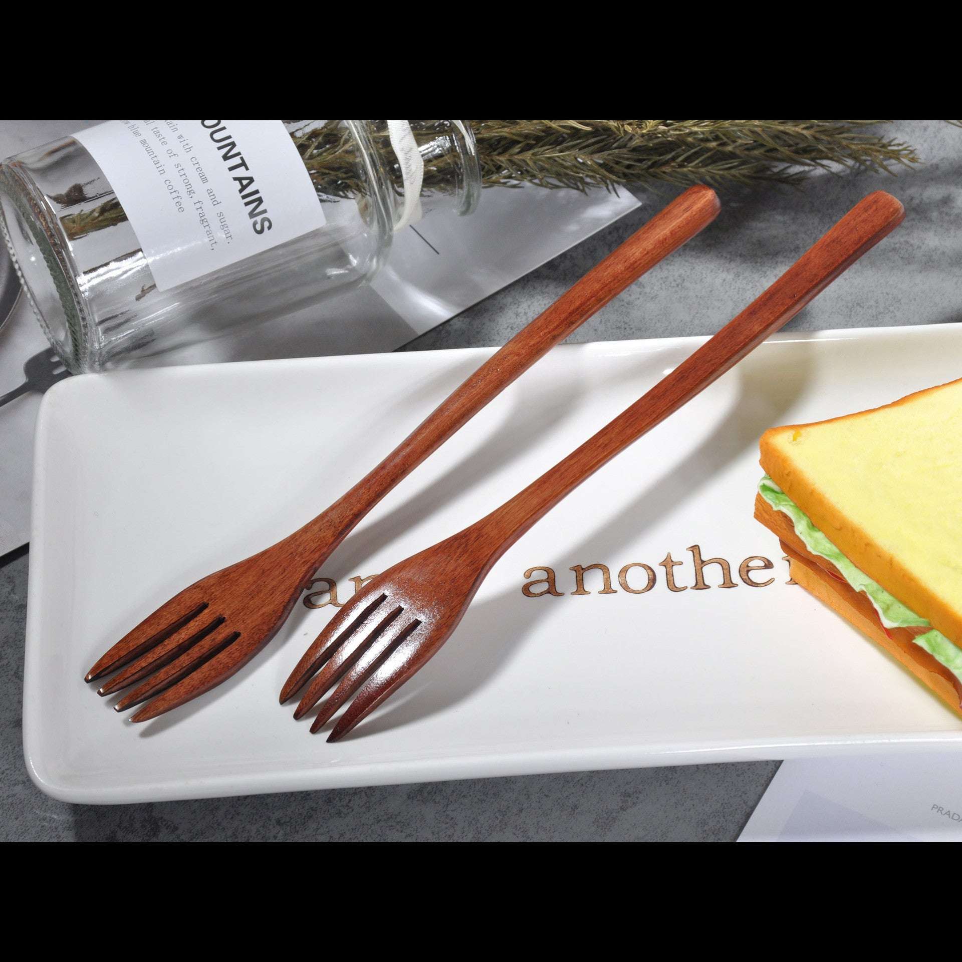 Brown Forks, Long Handle Forks, Wooden Tableware - available at Sparq Mart