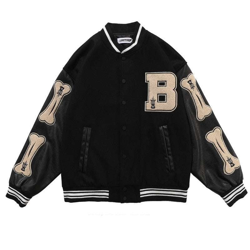 Leather Sleeve Jacket, Spring Baseball Uniform, Stitched Varsity Apparel - available at Sparq Mart