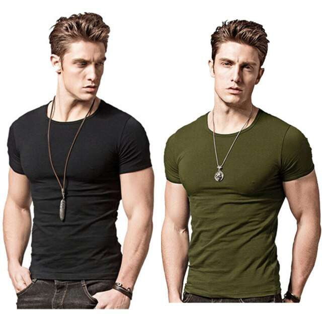 Comfortable Quick-Dry T-Shirt, Men's Slim Fit Tees, Solid Color Workout Shirt - available at Sparq Mart