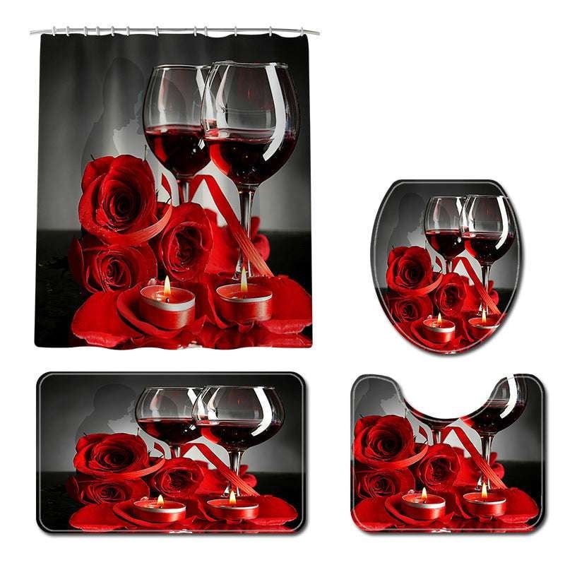 Bathroom Decor Bundle, Printed Shower Set, Rose Wine Decor - available at Sparq Mart