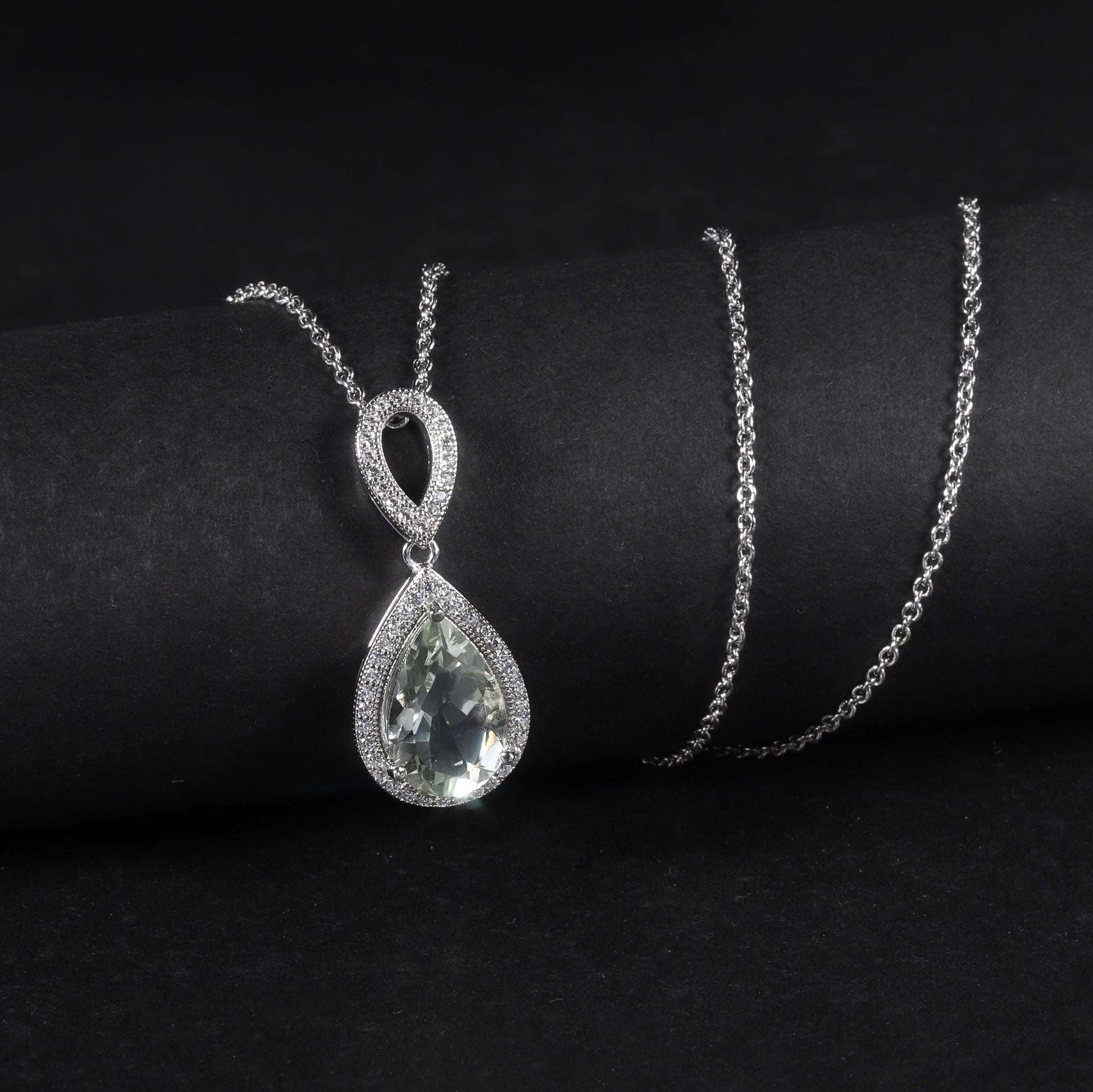 Green Amethyst Necklace, Natural Color Pendant, S925 Amethyst Pendant - available at Sparq Mart