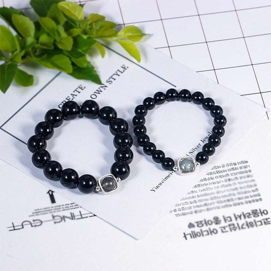 moonlight obsidian jewelry, obsidian stone bracelet, S925 black bracelet - available at Sparq Mart