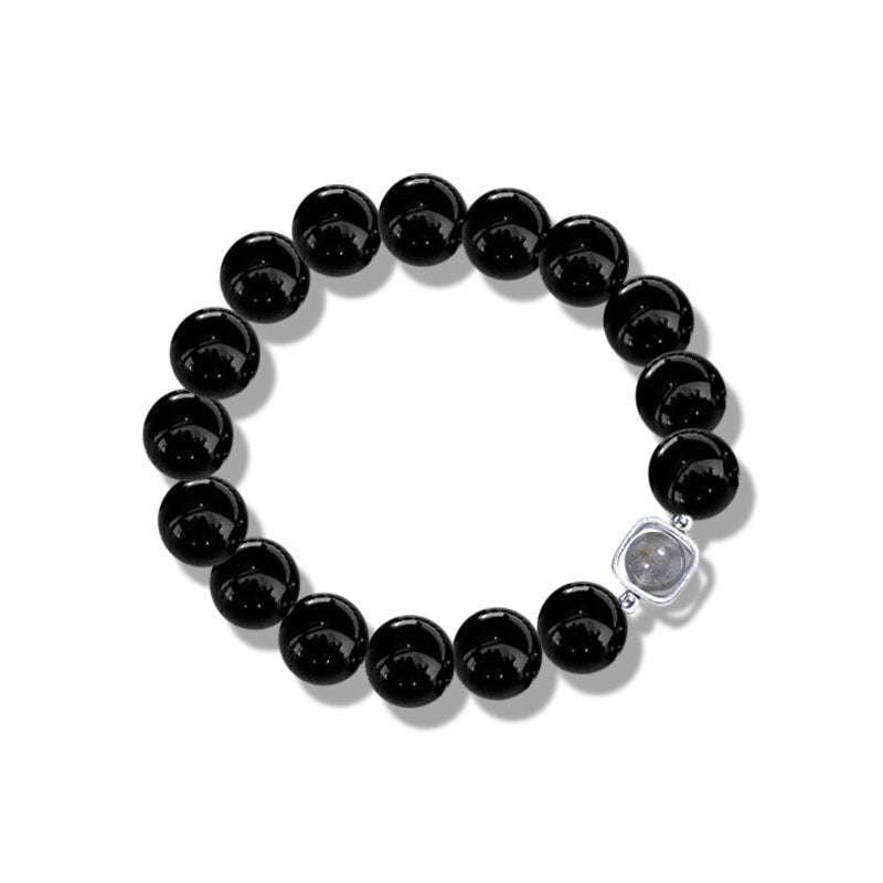 moonlight obsidian jewelry, obsidian stone bracelet, S925 black bracelet - available at Sparq Mart