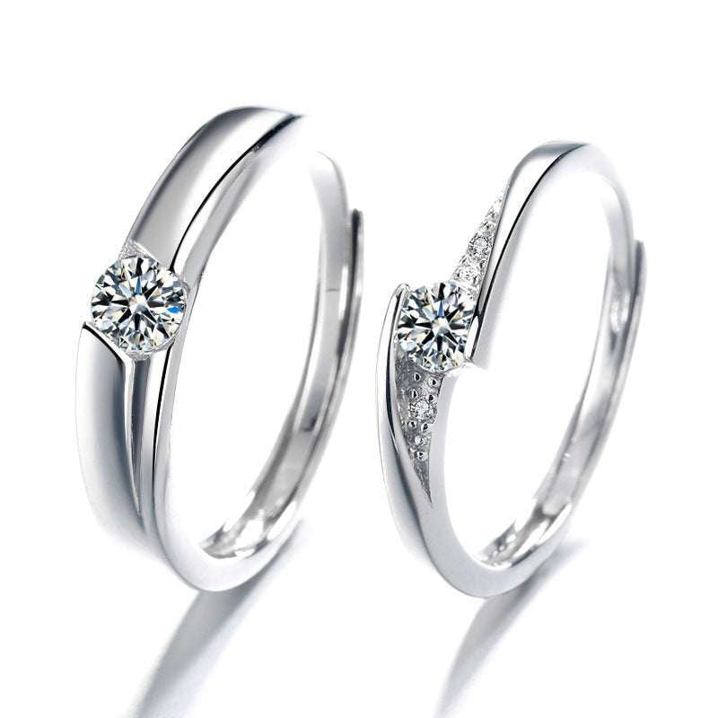 Adjustable Fashion Rings, Silver Couple Rings, Zircon Diamond Ring - available at Sparq Mart