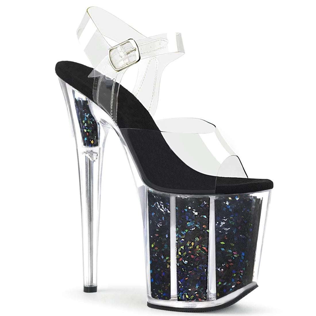 Sequined Evening Shoes, Sexy Platform Heels, Transparent Stiletto Pumps - available at Sparq Mart