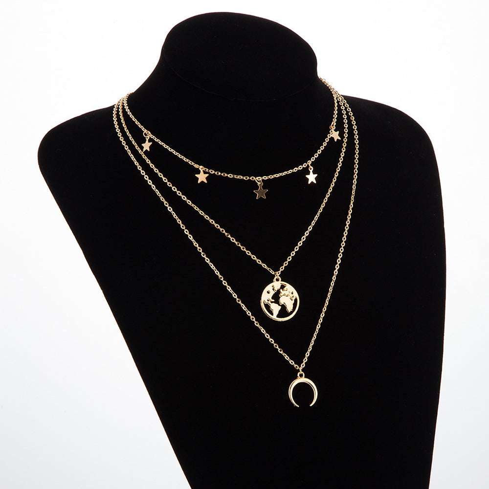 Geometric horns stars, gold and silver, necklace - available at Sparq Mart