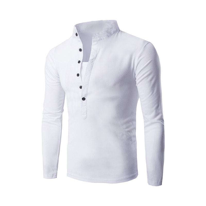 Long Sleeve Trendy, Slim Casual Shirt, Stand-up Collar T-shirt - available at Sparq Mart