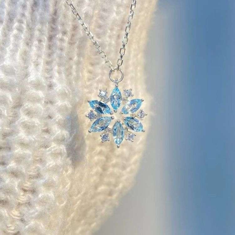 Sky Blue Jewelry, Winter Rhinestone Necklace, Women's Diamond Pendant - available at Sparq Mart