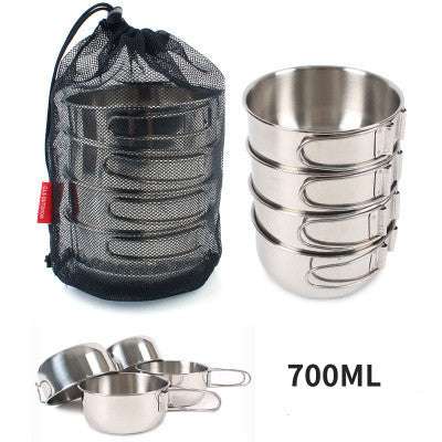 folding water cup, mountaineering picnic, stainless steel bowl - available at Sparq Mart