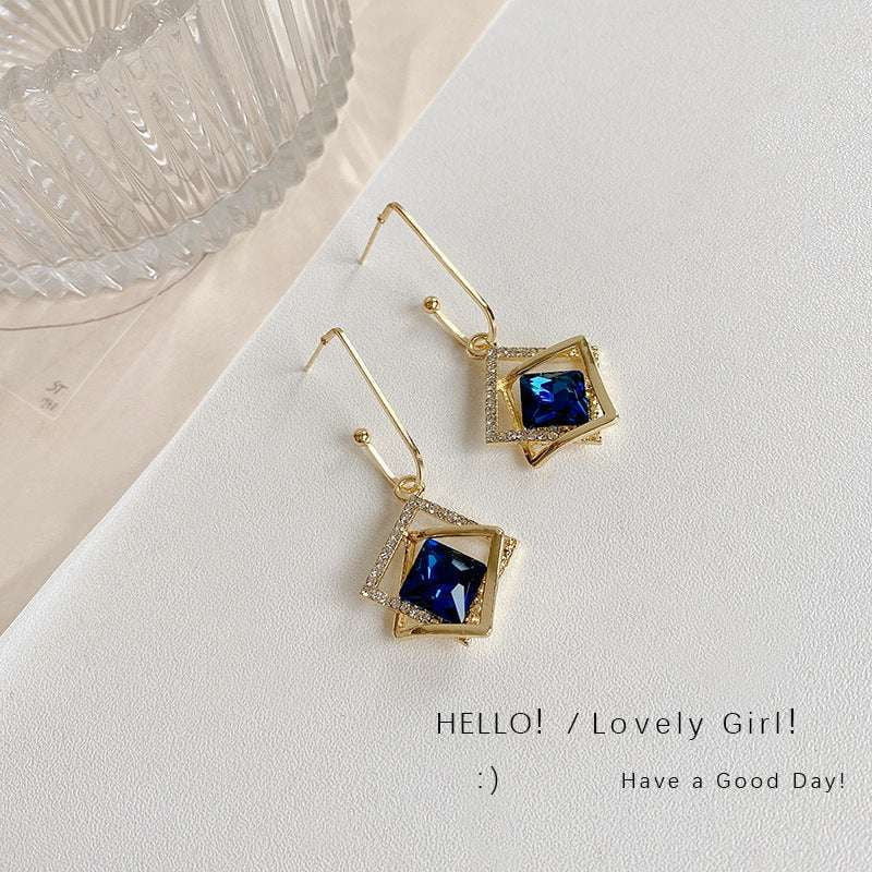 Crystal Earrings, Sparkling Earrings, Square Earrings - available at Sparq Mart