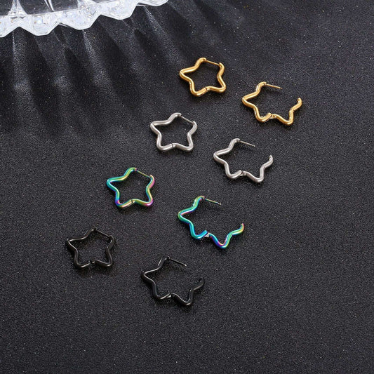 Non-Piercing Ear Clip, Pentagram Ear Accessory, Unisex Steel Earring - available at Sparq Mart