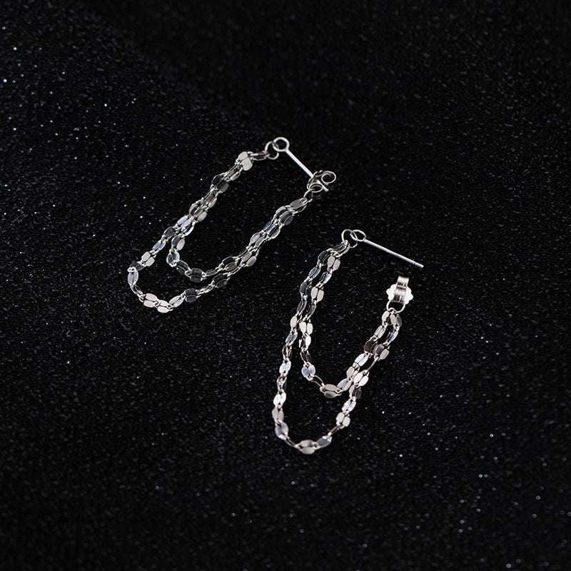 Elegant Chain Earrings, Gold Chain Earrings, Silver Kiss Earrings - available at Sparq Mart