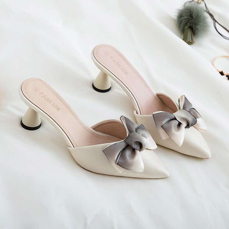 Daily Wear Heels, Elegant Heel Sandals, Suede Bow Sandals - available at Sparq Mart