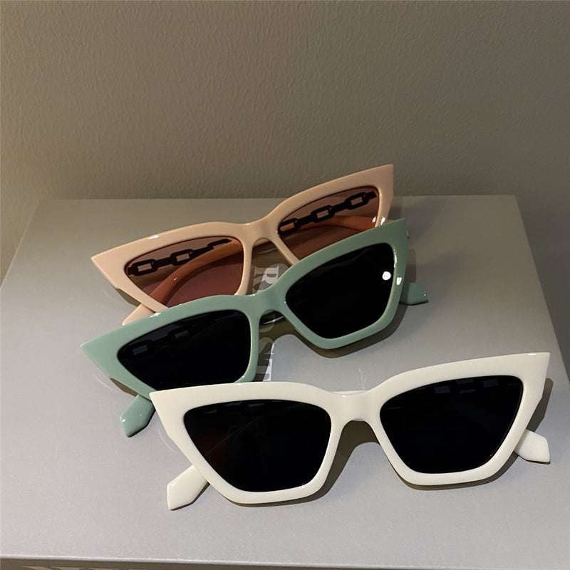 Cat-eye Sunglasses, Decorative Chain Eyewear, Small Face Sunglasses - available at Sparq Mart