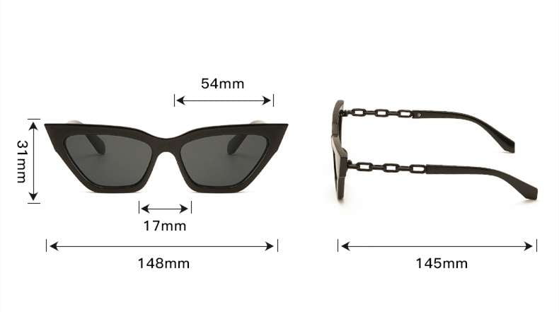 Cat-eye Sunglasses, Decorative Chain Eyewear, Small Face Sunglasses - available at Sparq Mart