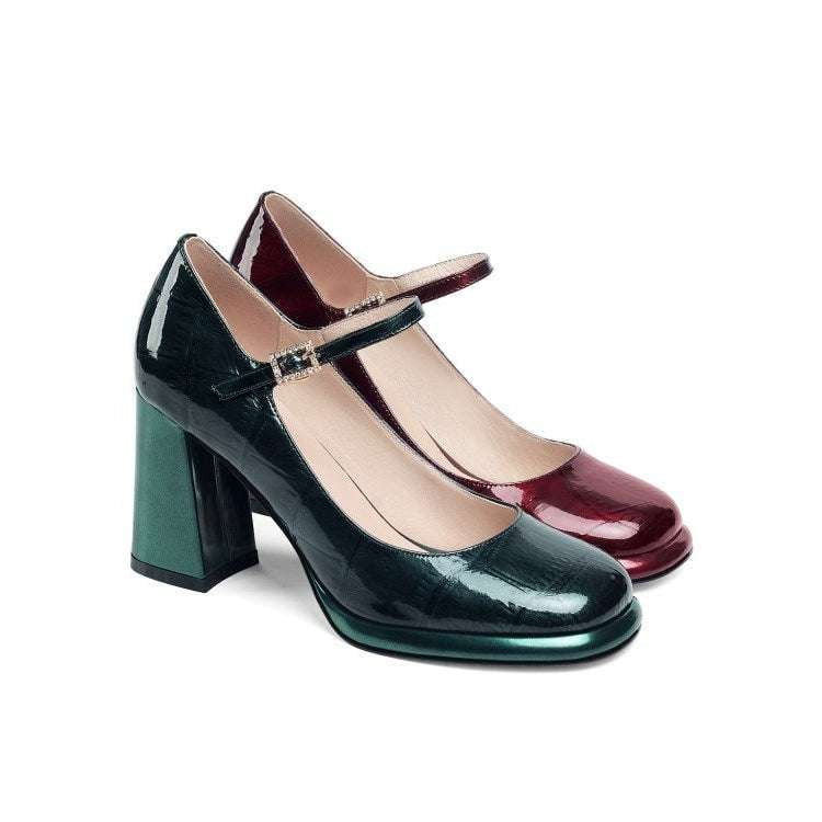 Chunky Heel Shoes, Fashion Heel Pumps, Square Toe Heels - available at Sparq Mart