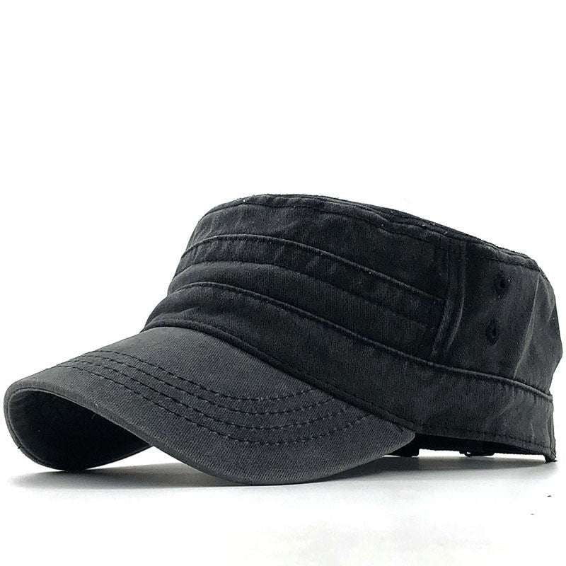 cotton fashion hat, men's military cap, stylish flat cap - available at Sparq Mart