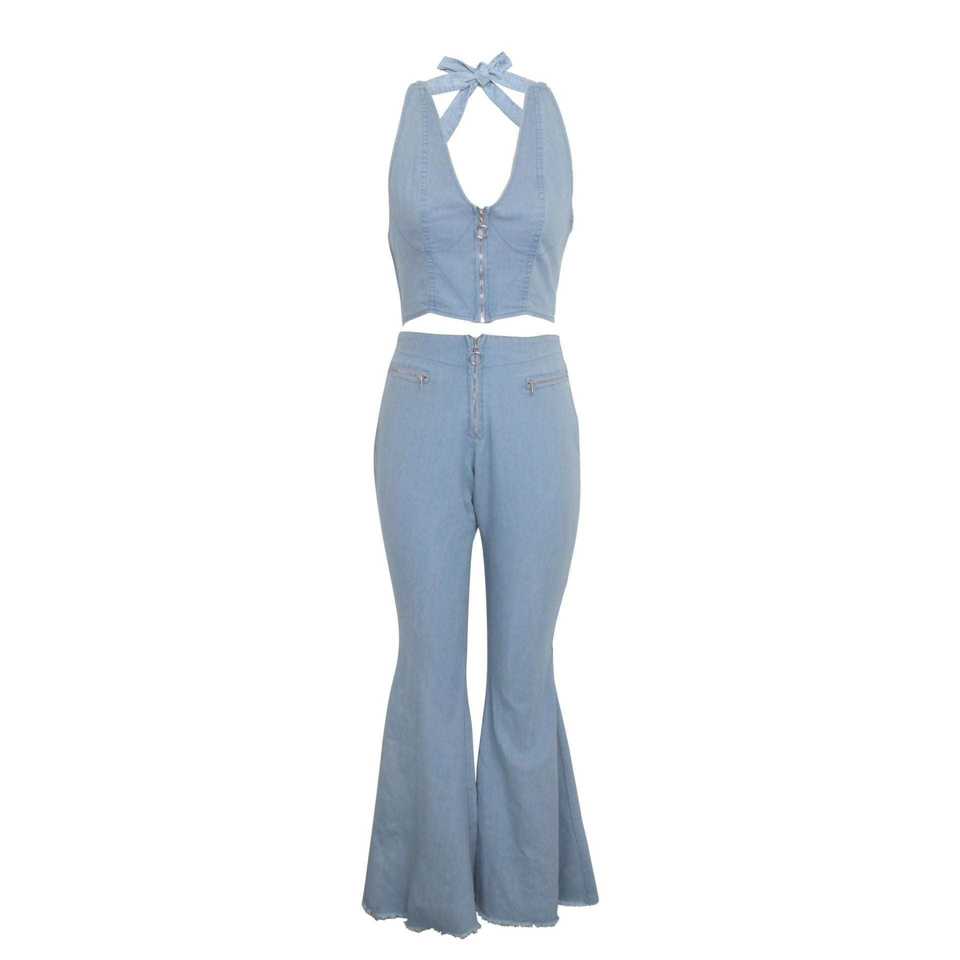 Casual Denim Suit, Frosted Denim Fashion, Women's Denim Outfit - available at Sparq Mart