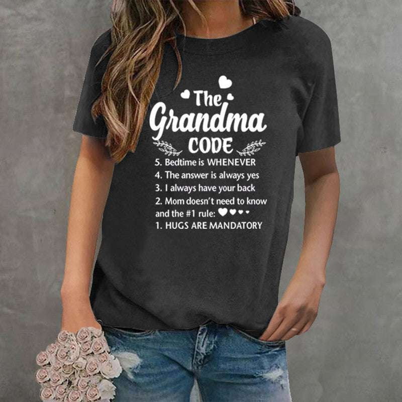 Grandma Code shirts, letter print shirts, round neck shirts - available at Sparq Mart