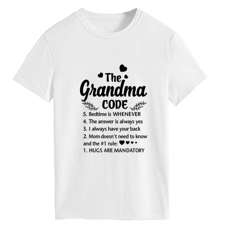 Grandma Code shirts, letter print shirts, round neck shirts - available at Sparq Mart