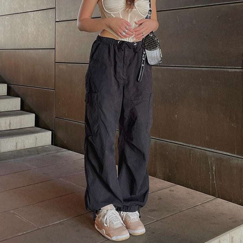 Casual High-waist Pants, Ladies Cargo Trousers, Trendy Streetwear Pants - available at Sparq Mart