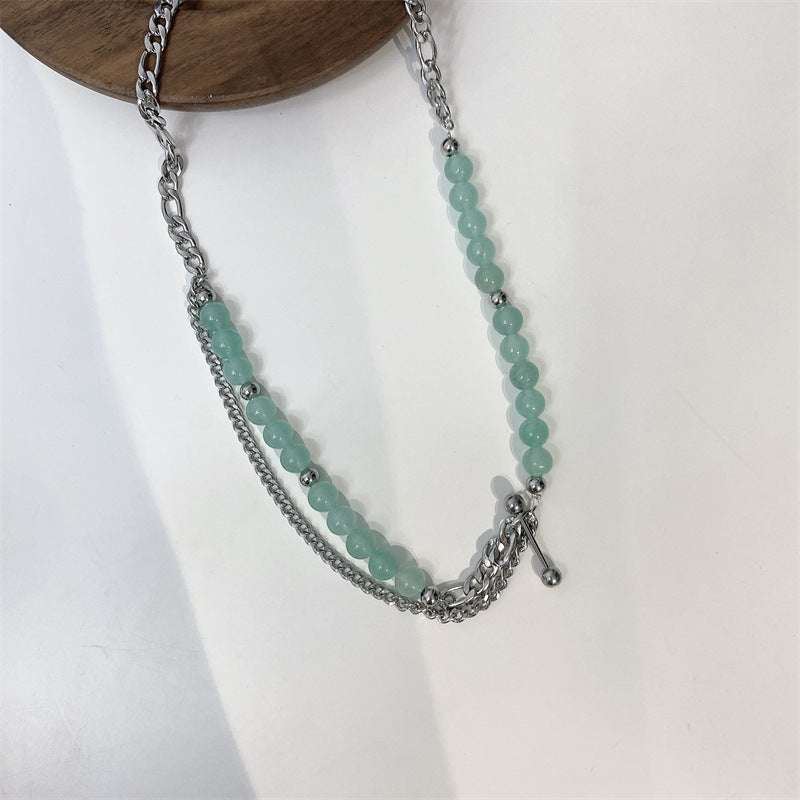 double layer necklace, mint green glass necklace, stylish necklace - available at Sparq Mart