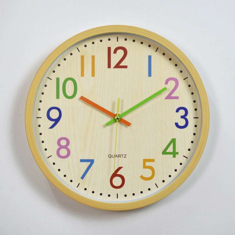 Kids Wall Timepiece, Nordic Bedroom Clock, Wooden Grain Clock - available at Sparq Mart