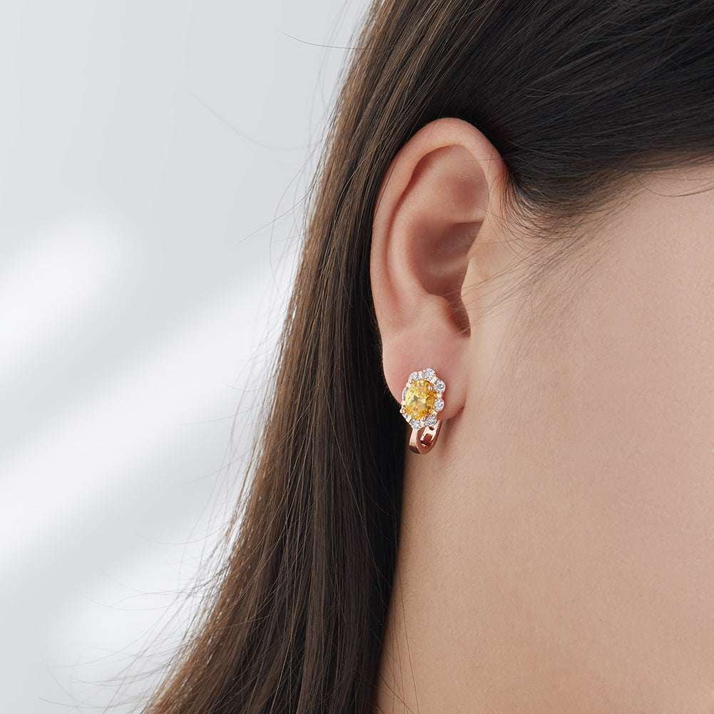 Chic Geometric Earrings, Copper Zirconium Earrings, Elegant Yellow Earrings - available at Sparq Mart