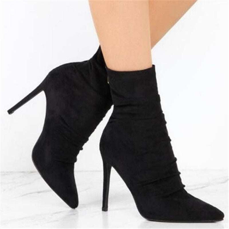 autumn high heels, suede heel boots, winter boot fashion - available at Sparq Mart