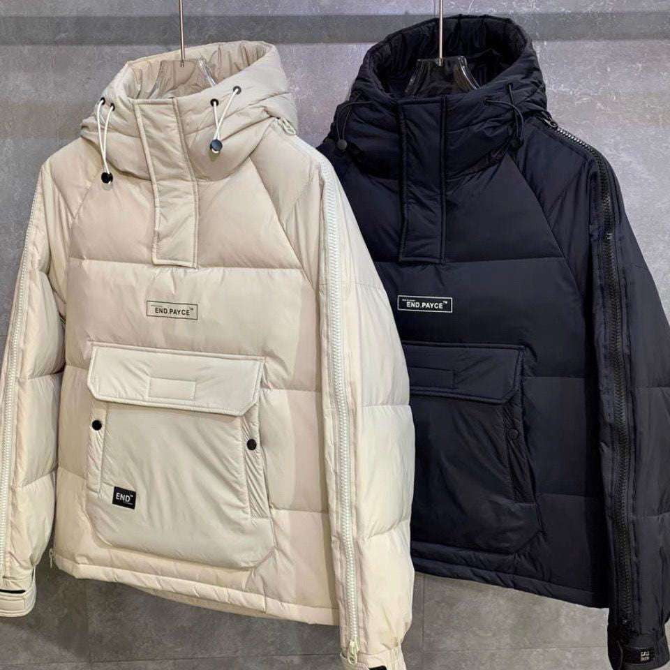 Men's Hooded Coat, Warm Cotton Jacket, Zipper Winter Coat - available at Sparq Mart