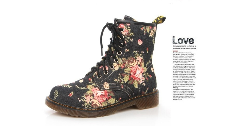 high help Martin boots, retro small floral boots, Western Cowboy Boots - available at Sparq Mart