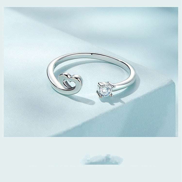 Adjustable Heart Ring, Heart-Shaped Statement Ring, Zircon Fashion Jewelry - available at Sparq Mart