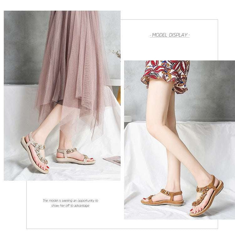 bohemian platform sandals, summer flat sandals, trendy sandal shoes - available at Sparq Mart