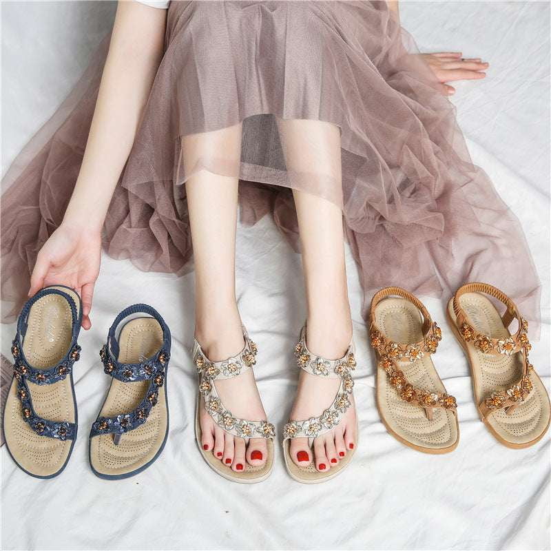 bohemian platform sandals, summer flat sandals, trendy sandal shoes - available at Sparq Mart