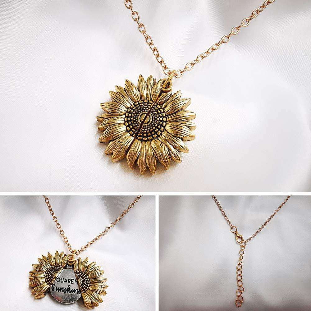 Gold Sunflower Pendant, Rose Gold Necklace, Sunflower Charm Necklace - available at Sparq Mart