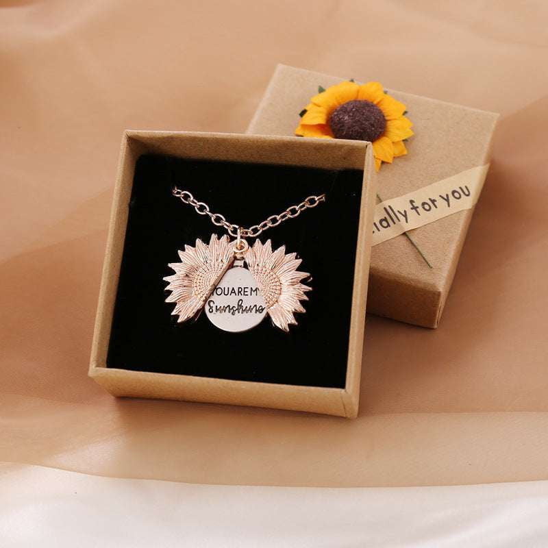 Gold Sunflower Pendant, Rose Gold Necklace, Sunflower Charm Necklace - available at Sparq Mart