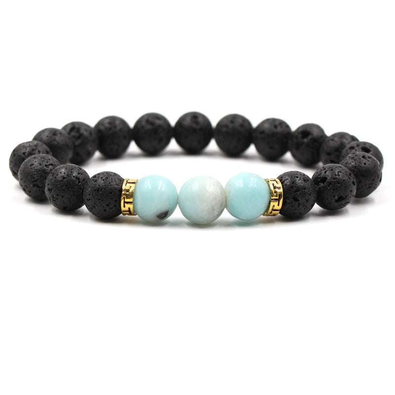 Elastic Turquoise Bracelet, Tiger Eye Bracelet, Volcanic Stone Jewelry - available at Sparq Mart