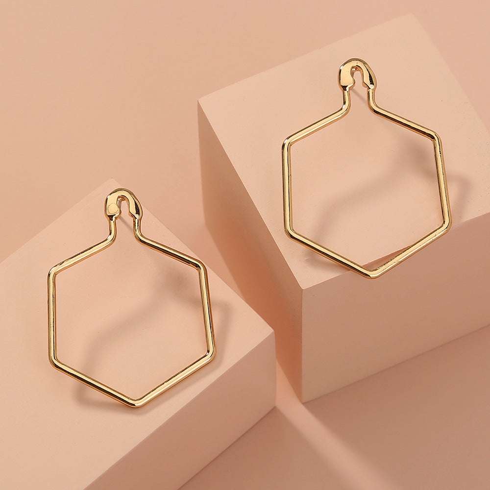 Geometric Design, Pin Stud Earrings, Trendy Gold Earrings - available at Sparq Mart