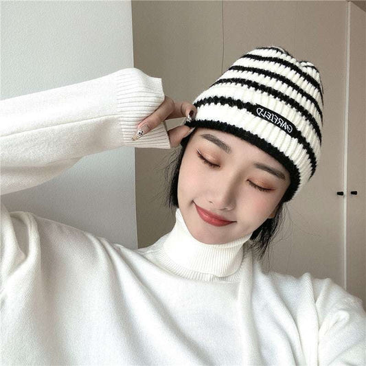 Autumn Knit Beanie, Korean Style Hat, Trendy Winter Hat - available at Sparq Mart