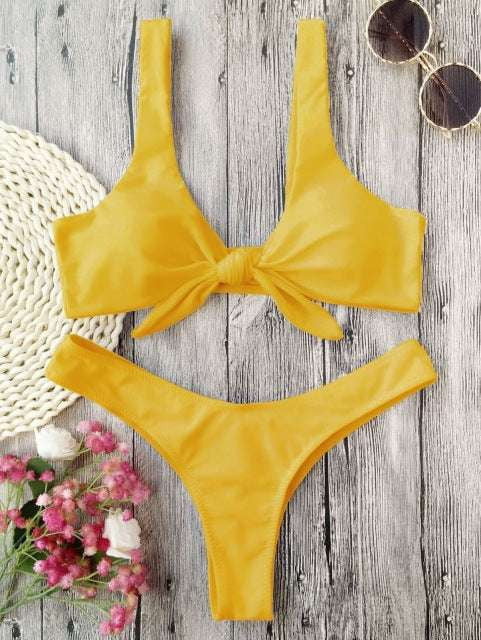 Padded Bikini Set, Trendy Knotted Bikini - available at Sparq Mart