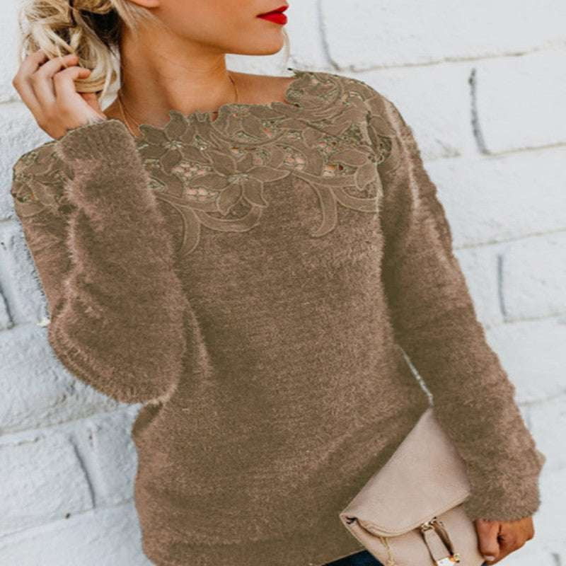 Comfortable Oversized Pullovers, Lace Sleeve Sweaters, Stylish Army Green Sweater - available at Sparq Mart