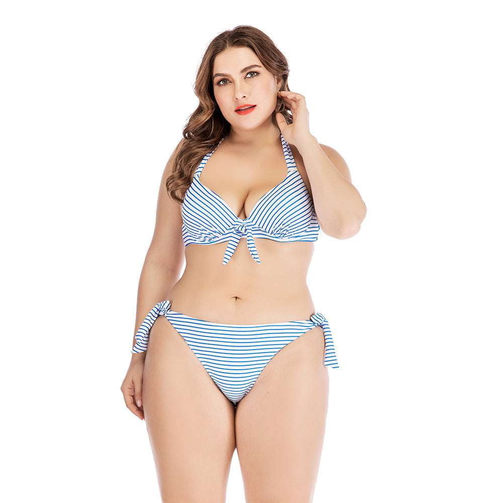 Plus Size Swimwear, Printed Large Bikini, Underwire Split Swimsuit - available at Sparq Mart