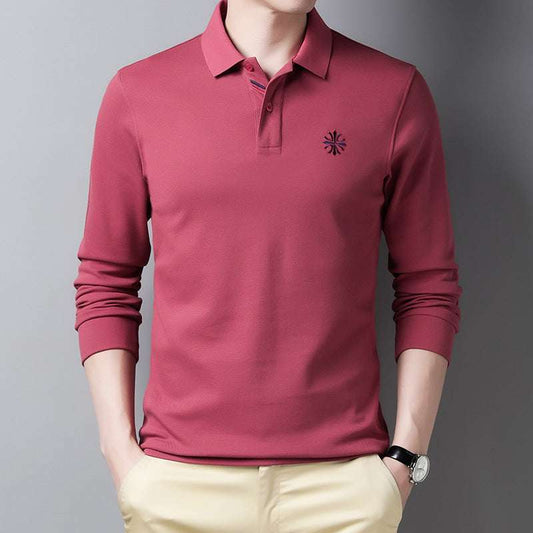 Embroidered Long Sleeves, Stylish Korean Collection, Trendy Men's Polo Shirts - available at Sparq Mart