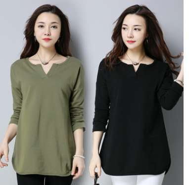 Fashionable Oversized Tees, Loose Long-Sleeve T-Shirt, Plus-Size Autumn Tops - available at Sparq Mart