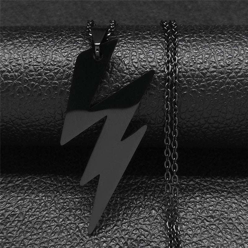 Men's Lightning Necklace, Punk Street Necklace, Titanium Steel Necklace - available at Sparq Mart